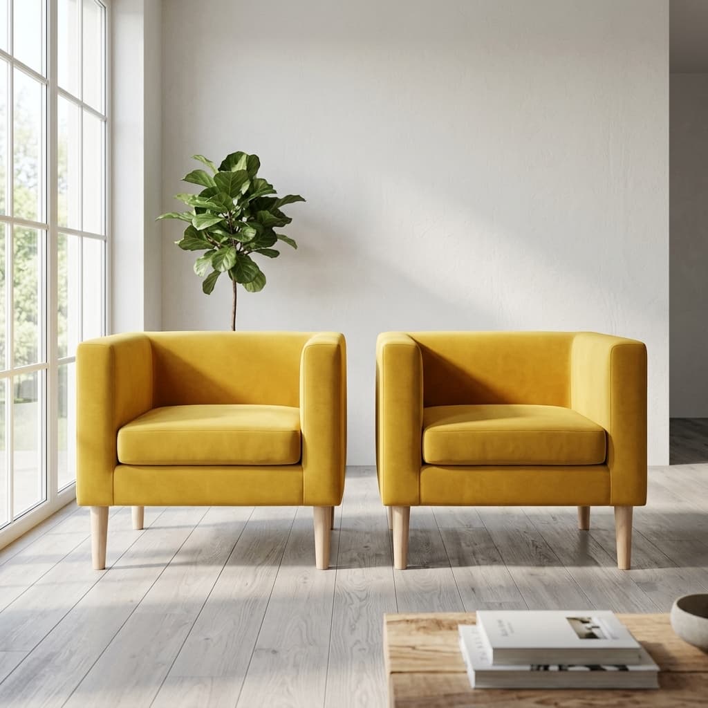 PACK 2 Poltrona Borlange Cubo – Felpa Amarillo - vista 2