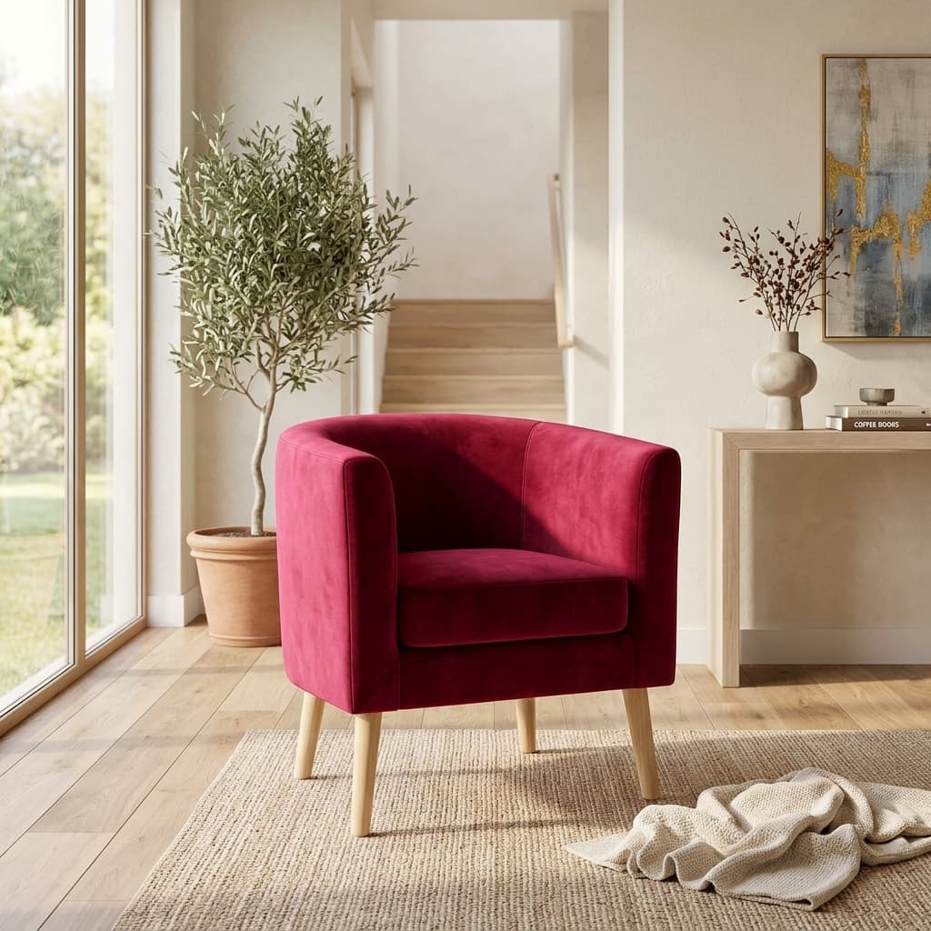 Poltrona Portree Luna Felpa Fucsia - vista 4