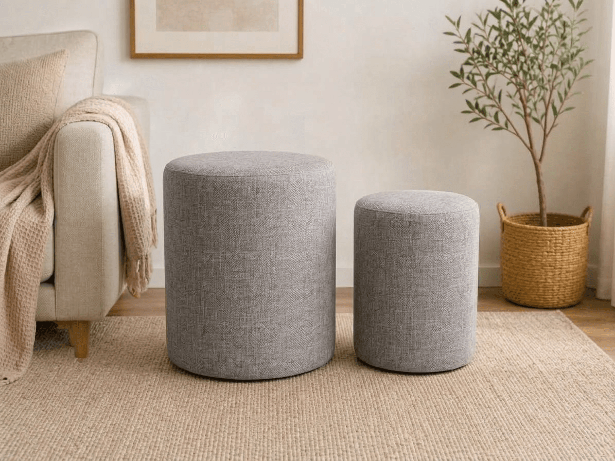 Pack X 2 Pouf Redondo lino