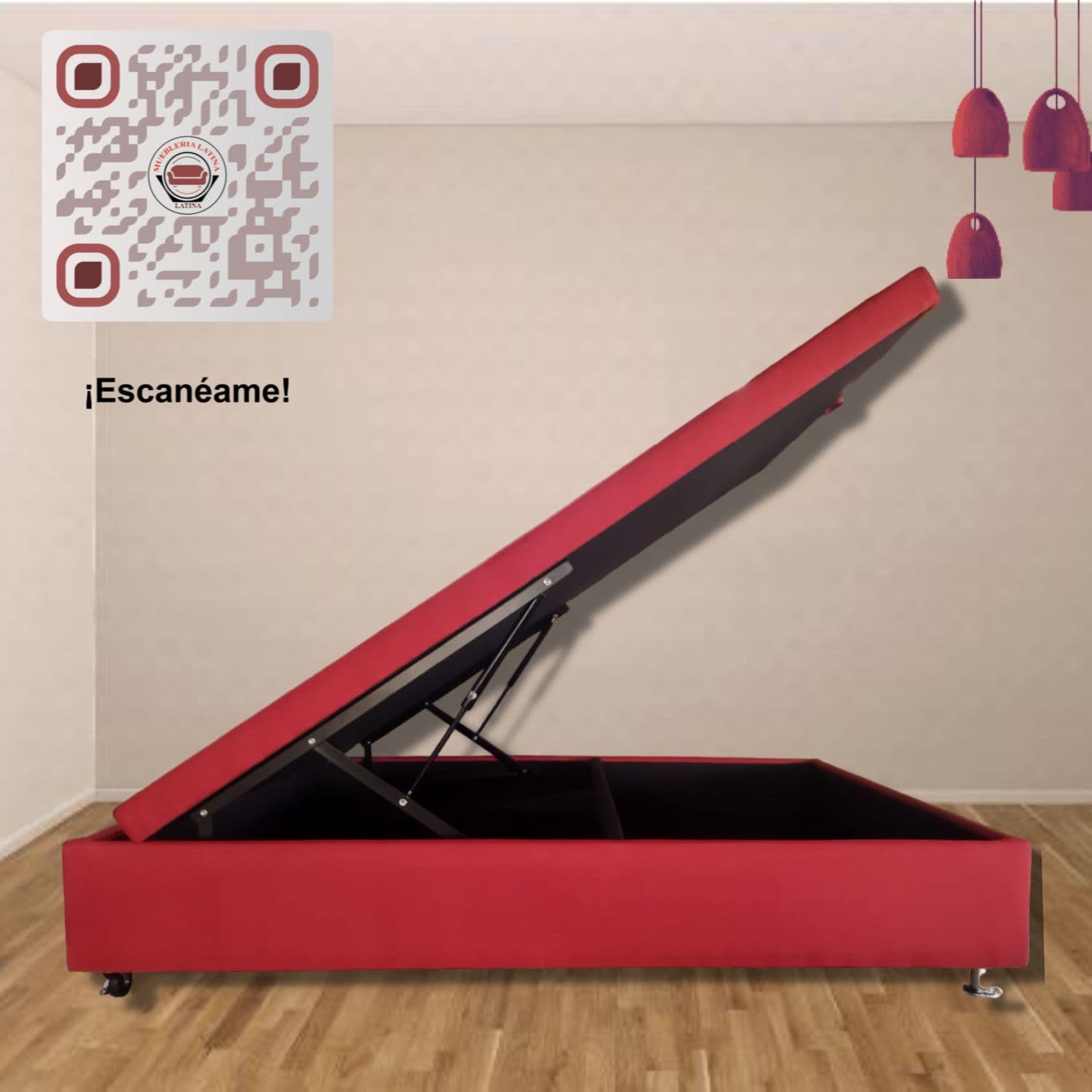 CAMA 2M BAUL FUNCIONAL LINO BURDEO FULL