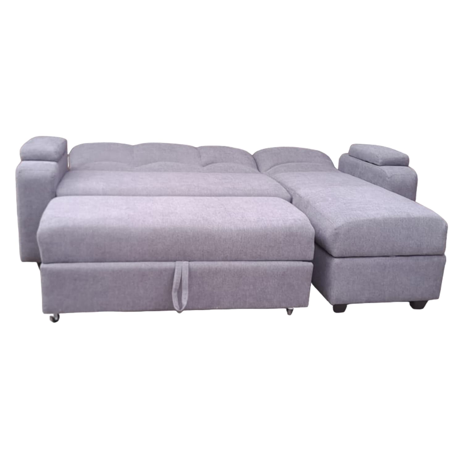 SECCIONAL CAMA BAUL FUNCIONAL 2 PZ DECO LINO GRIS DERECHO - vista alternativa