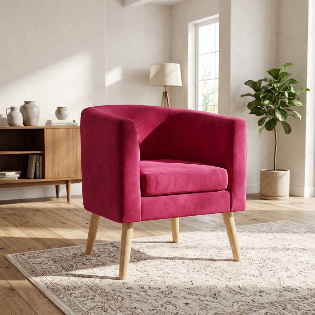 Poltrona Portree Luna Felpa Fucsia