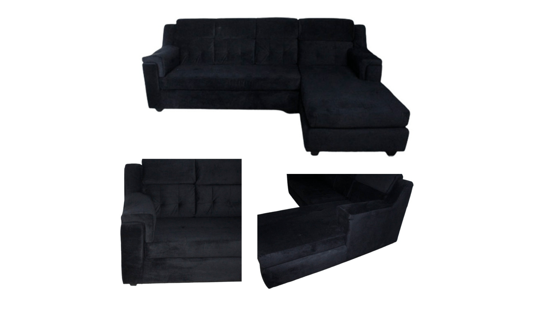 SECCIONAL FELPA FORTUNE NEGRO DERECHO