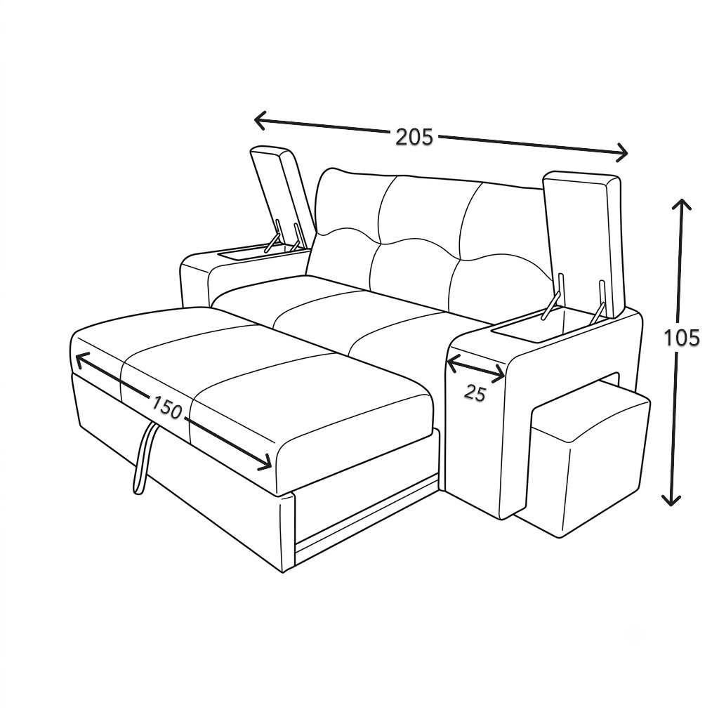 Medida cama + pouf